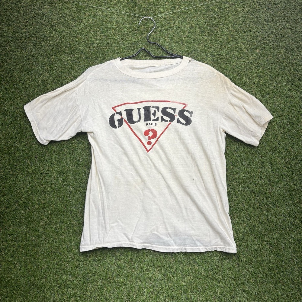 Vintage Guess Jeans Shirt Mens Small Short Sleeve Single Stitch Paper Thin 80s